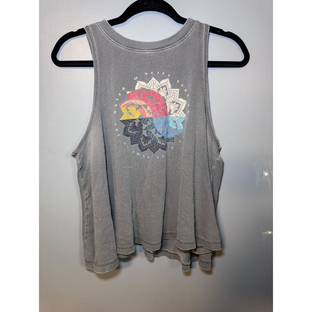 ONeill Surf Company Womens Mandala Graphic Muscle Tank Top Grey M